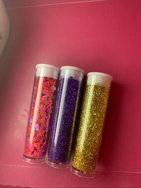 Set of 3 Glitter & Confetti Tubes - Pink, Purple, Gold